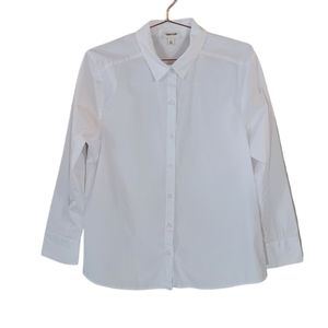 OPEN EDIT White Button Front Long Sleeve Shirt Size L